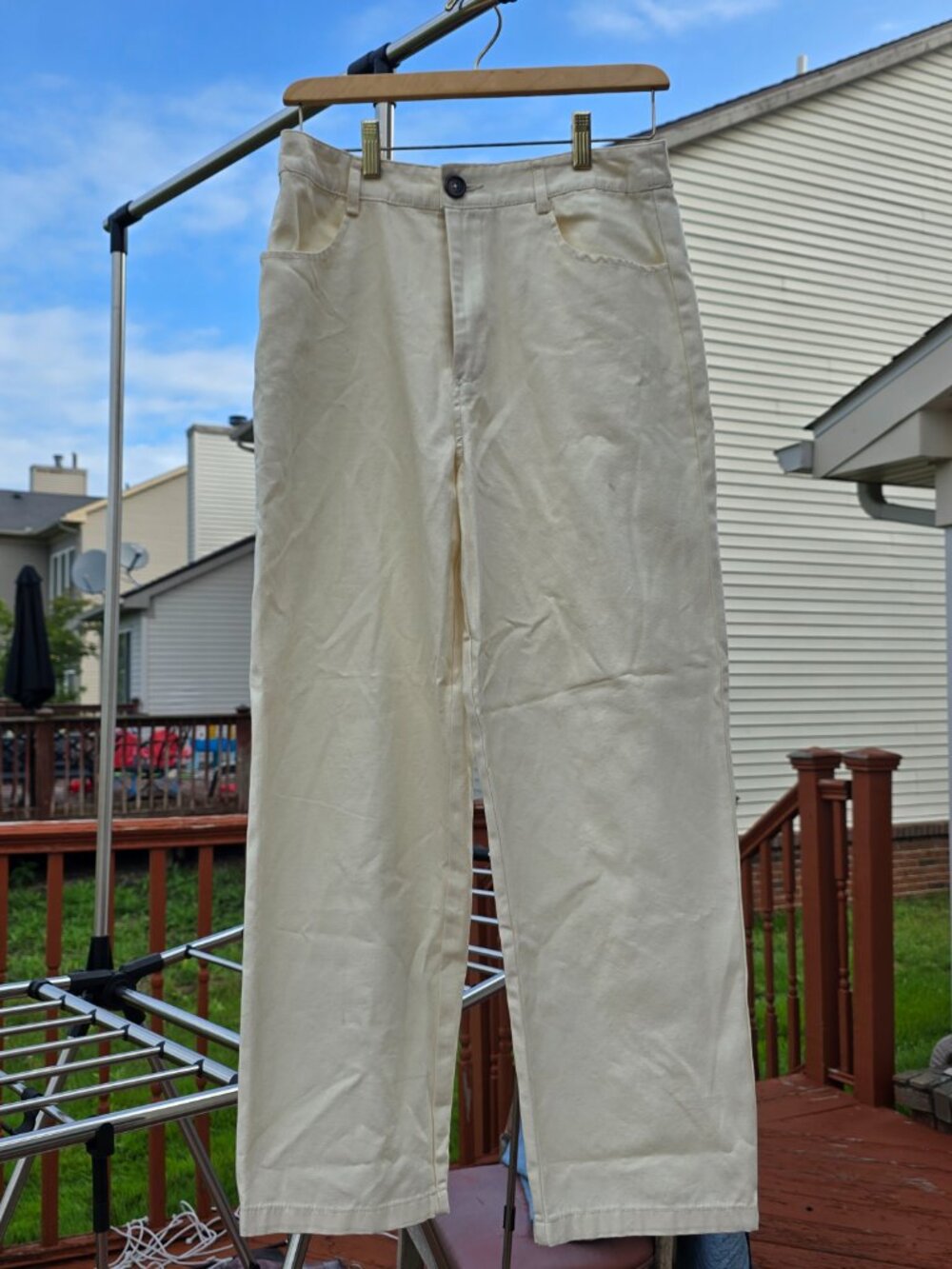 Forever 21 Cream Off-White High Waist Cotton Pants Trousers Size M